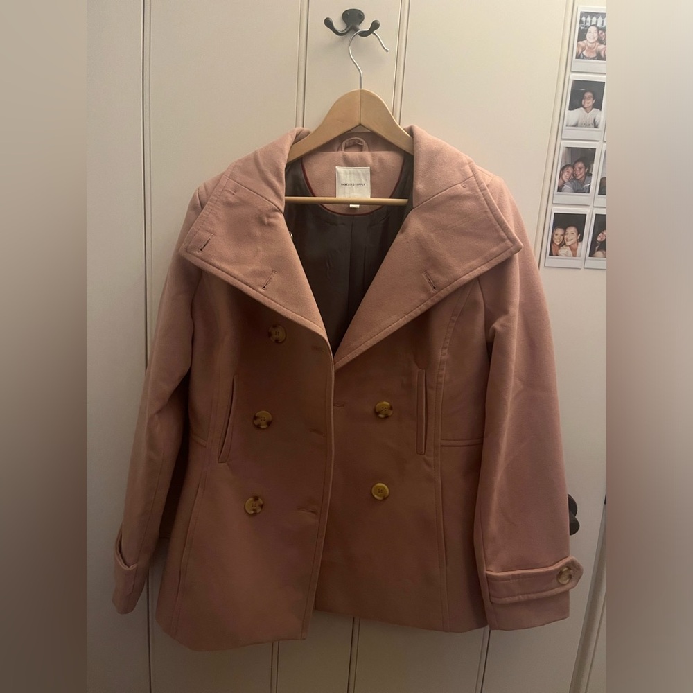 Dusty Pink Pea Coat, size large, never worn!